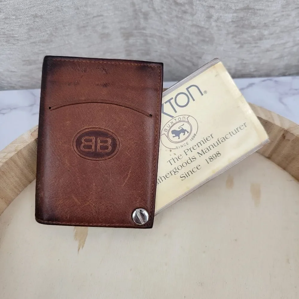 Buxton Brown Leather Card Fan Wallet Buisness Credit Card Holder Vintage